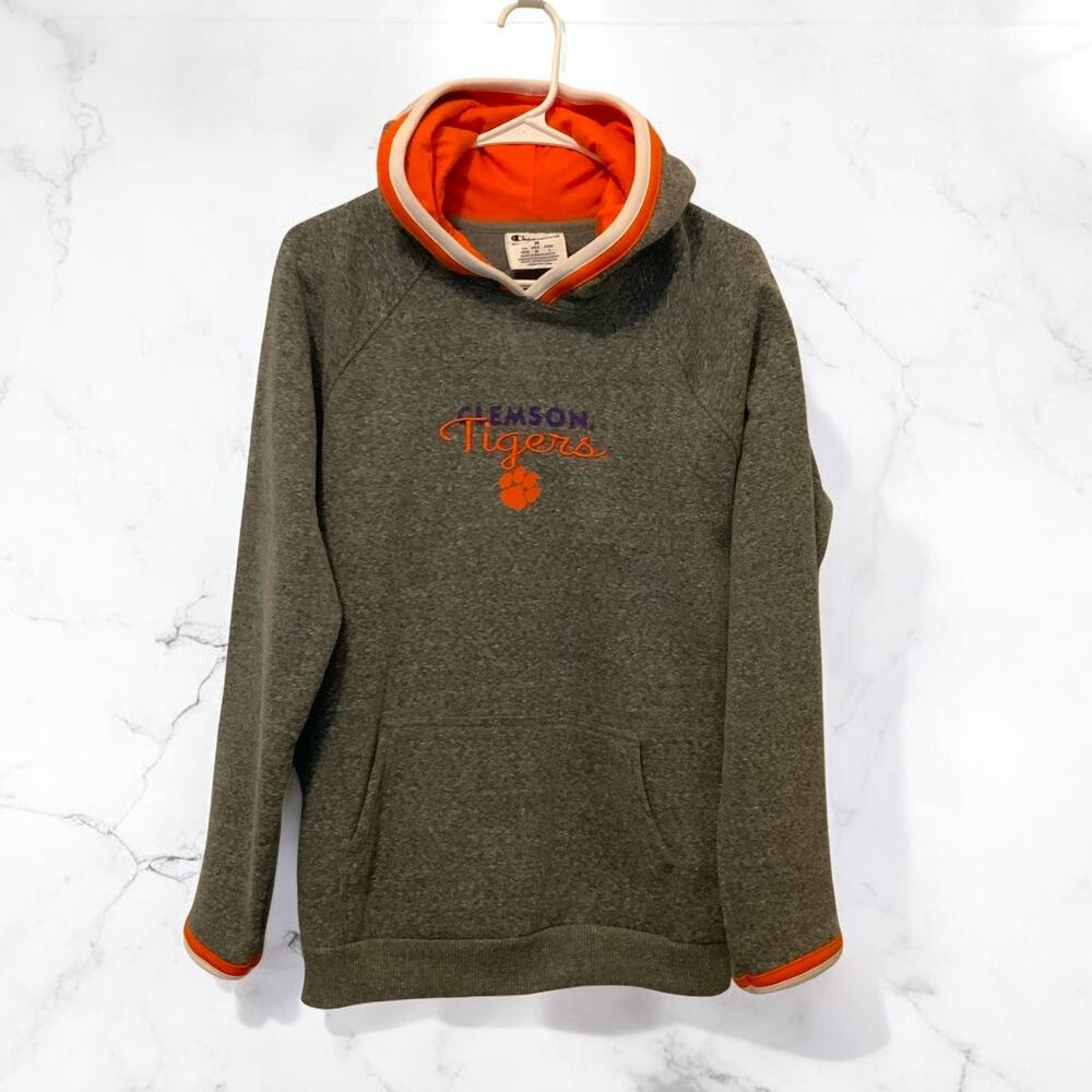Champion Clemson Tigers Hoodie Sweatshirt Gray Womens Medium
